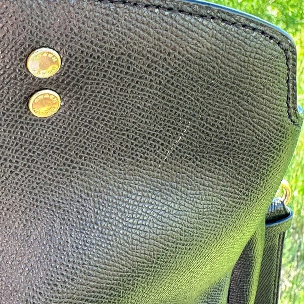 Coach Lillie Black Leather Magnet/Zip Top Carryall Satchel Crossbody Bag EUC